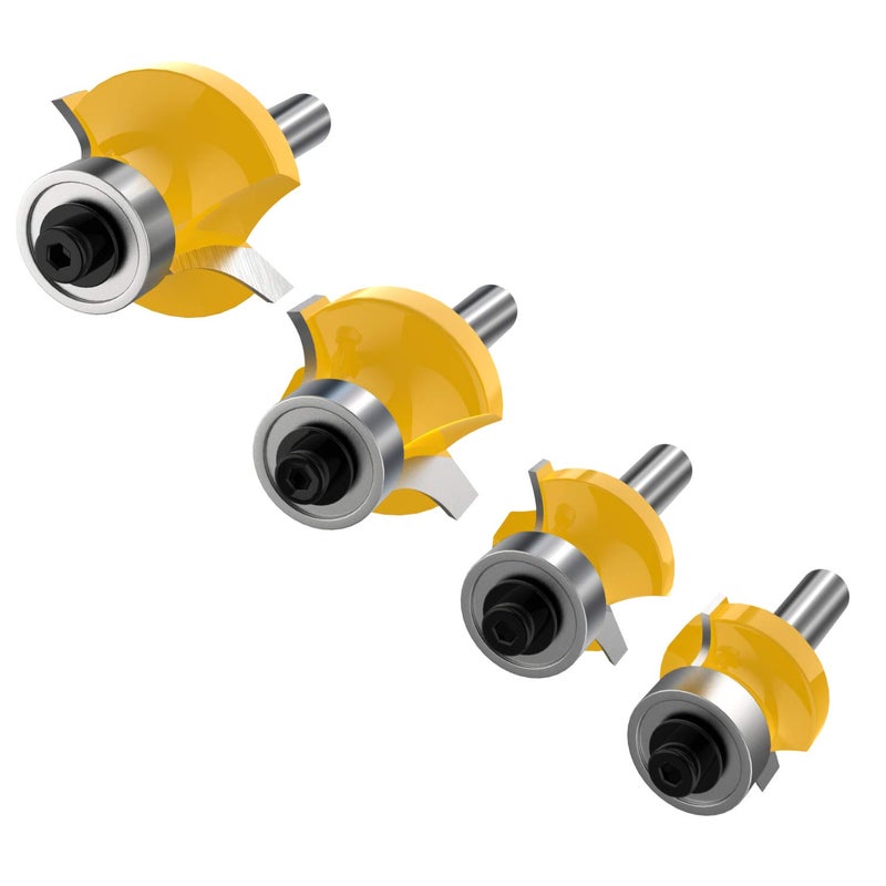 ROOCBIT 1/4 Inch Shank Roundover Edging Router Bit Set Corner Rounding Edge Forming Roundover Beading Router Bit Set (5/16" 3/16" 1/4" 1/8" Radius 4Pcs) by ROOCBIT - Image 4